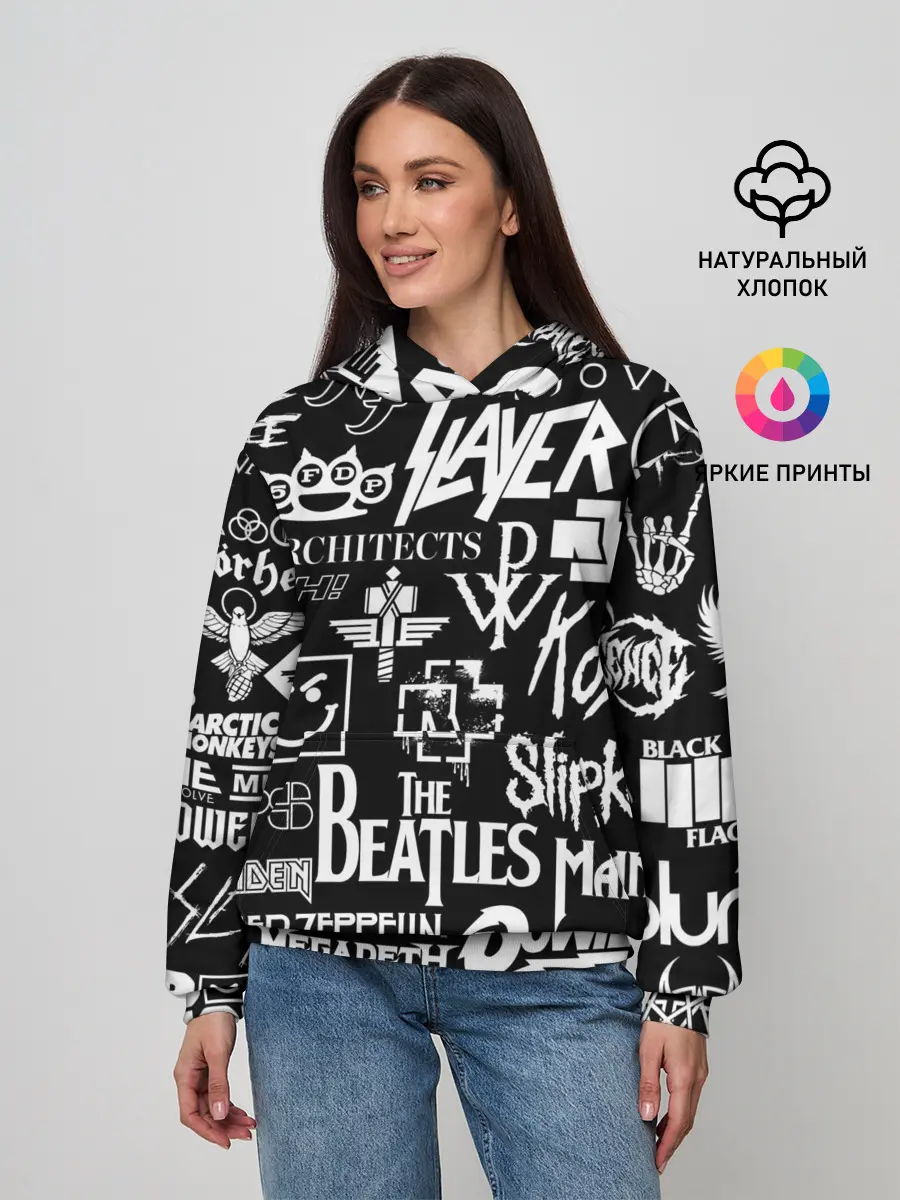Женское худи / ЛОГОТИПЫ РОК ГРУПП
