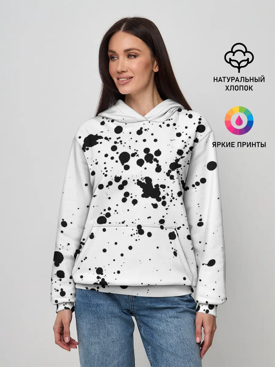 Женское худи / Далматинец - брызги чёрными пятнами