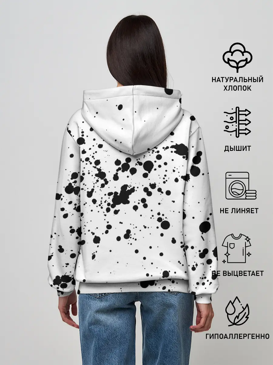Женское худи / Далматинец - брызги чёрными пятнами
