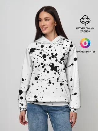 Женское худи / Далматинец - брызги чёрными пятнами