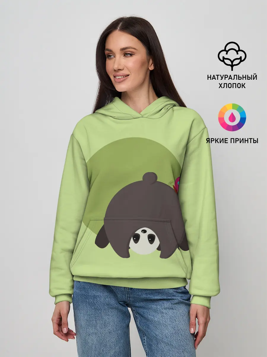 Женское худи / Прикольная панда с бабочкой