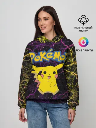 Женское худи / Цветные молнии Пикачу