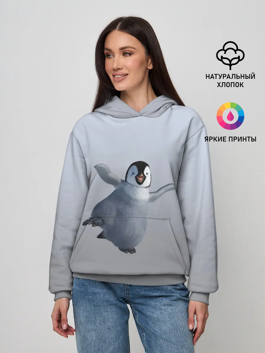 Женское худи / мультяшный пингвин
