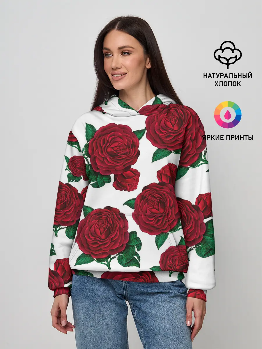 Женское худи / Винтажные розы