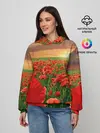 Женское худи / Красный мак на закате