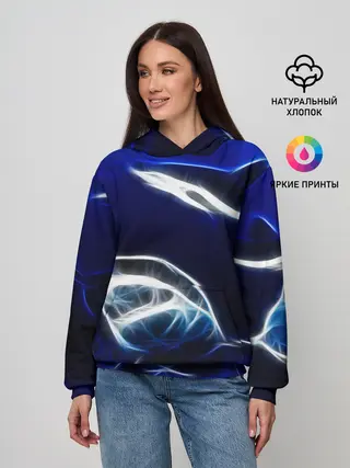 Женское худи / ДЕЛЬФИН В МОРЕ.