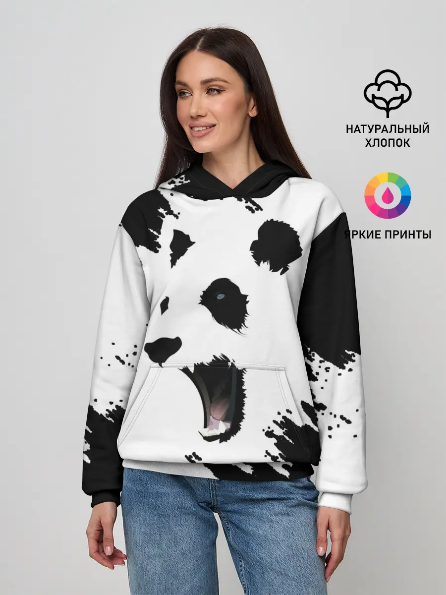 Женское худи / Панда | ЧБ