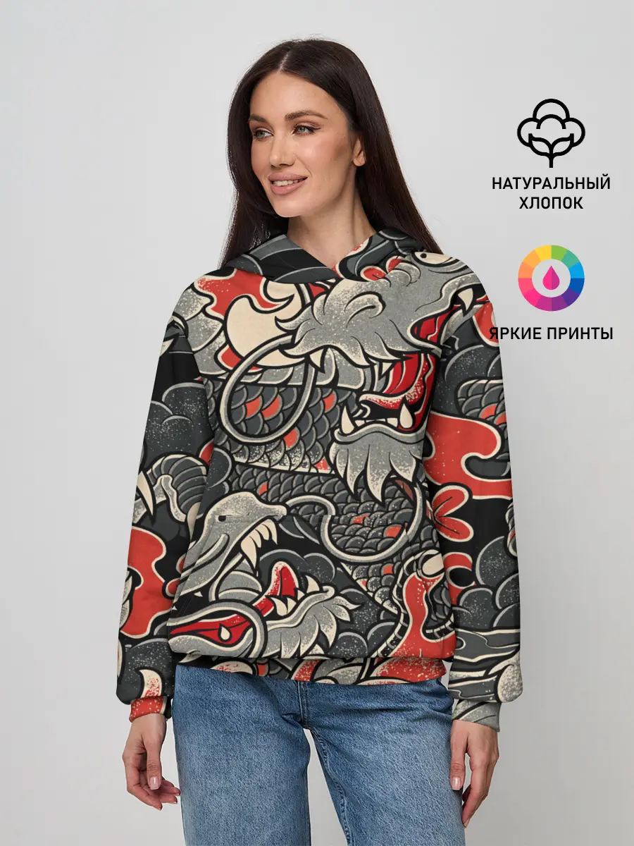 Женское худи / Dsquared tatoo DRAGON