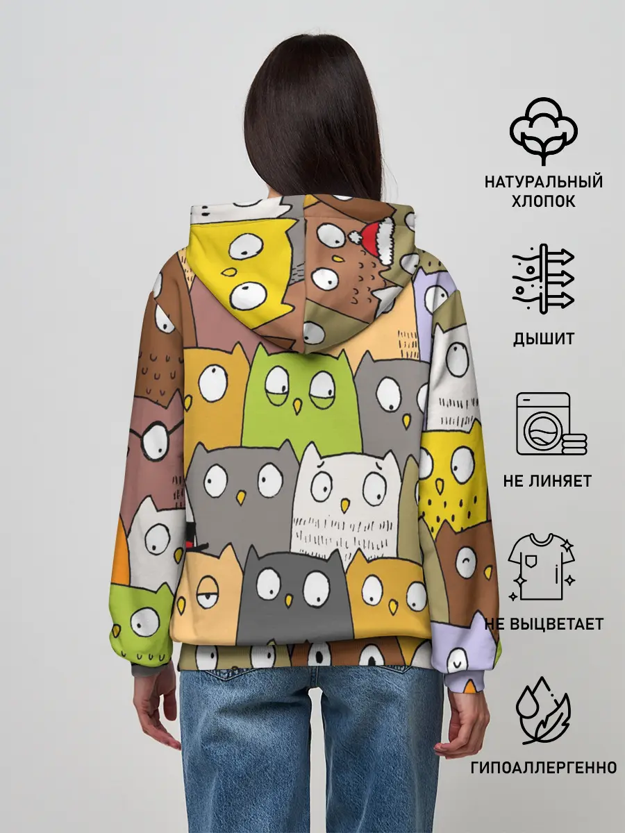 Женское худи / СОВЫ КОТИКИ