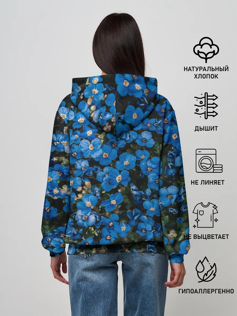 Женское худи / Поле синих цветов фиалки лето