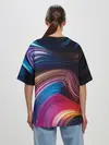 Женская футболка оверсайз / Цветные неоновые волны