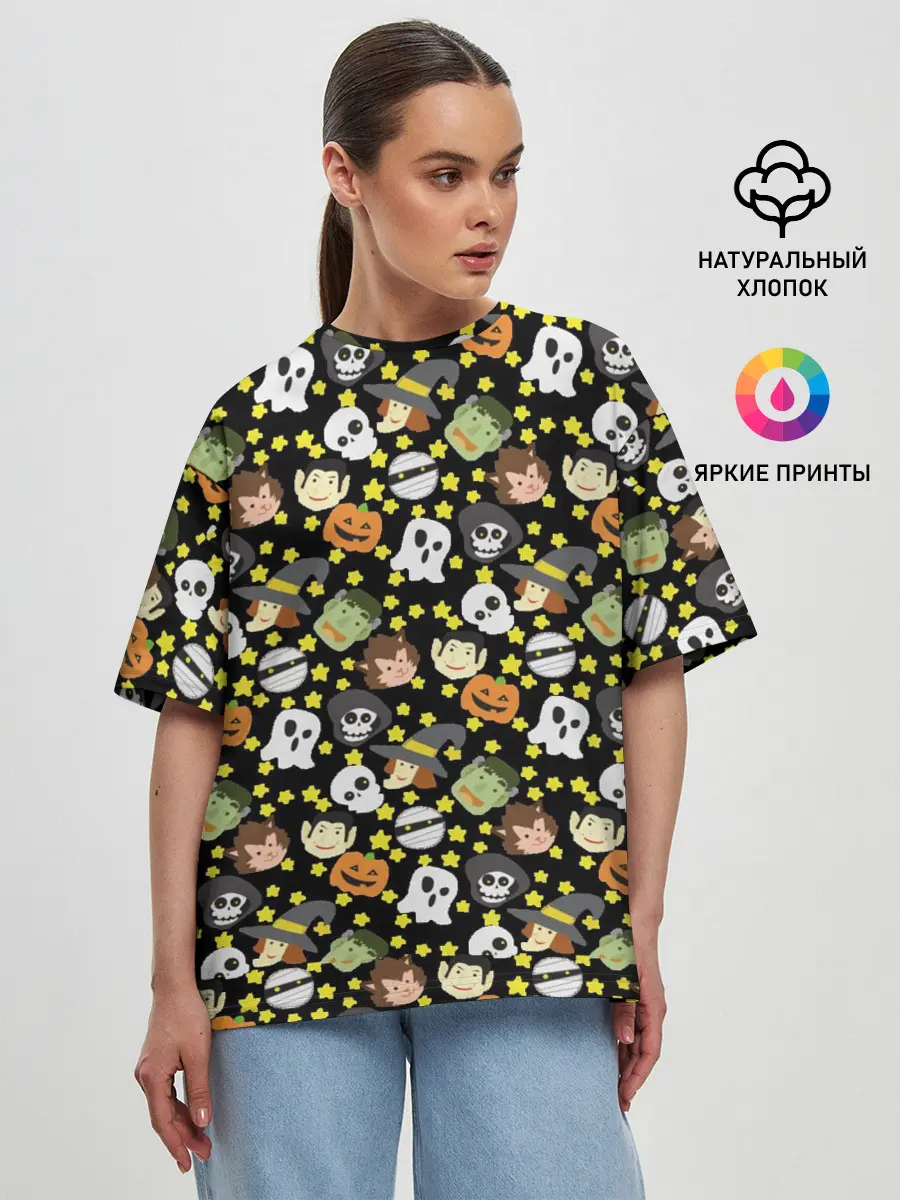Женская футболка оверсайз / персонажи и хэллоуин