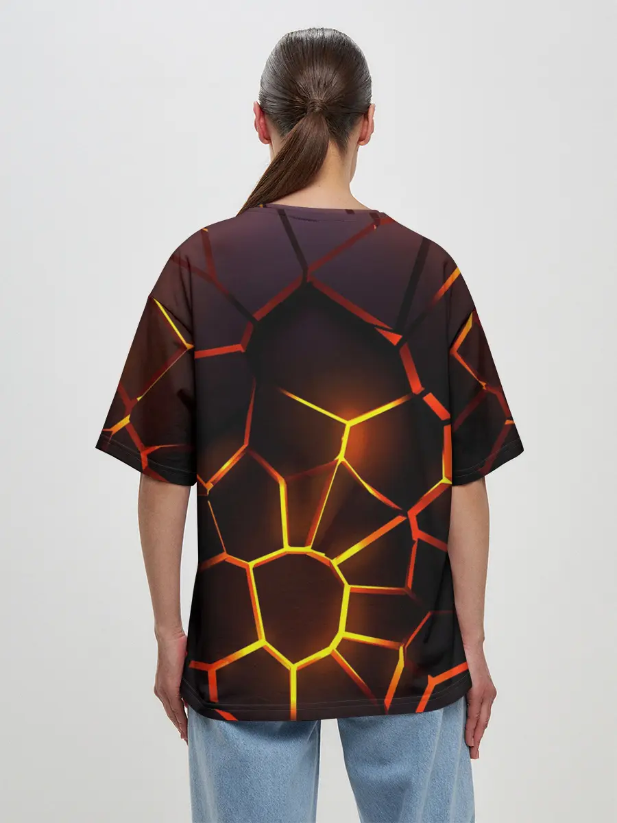 Женская футболка оверсайз / Митсубиси подсветка 3D плит