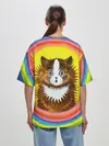 Женская футболка оверсайз / Радужный кот Луиса Уэйна