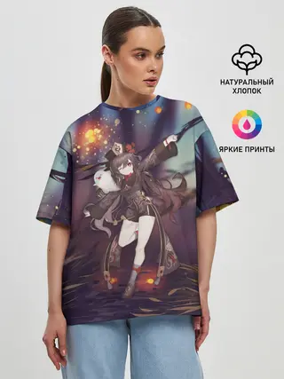 Женская футболка оверсайз / Ху Тао