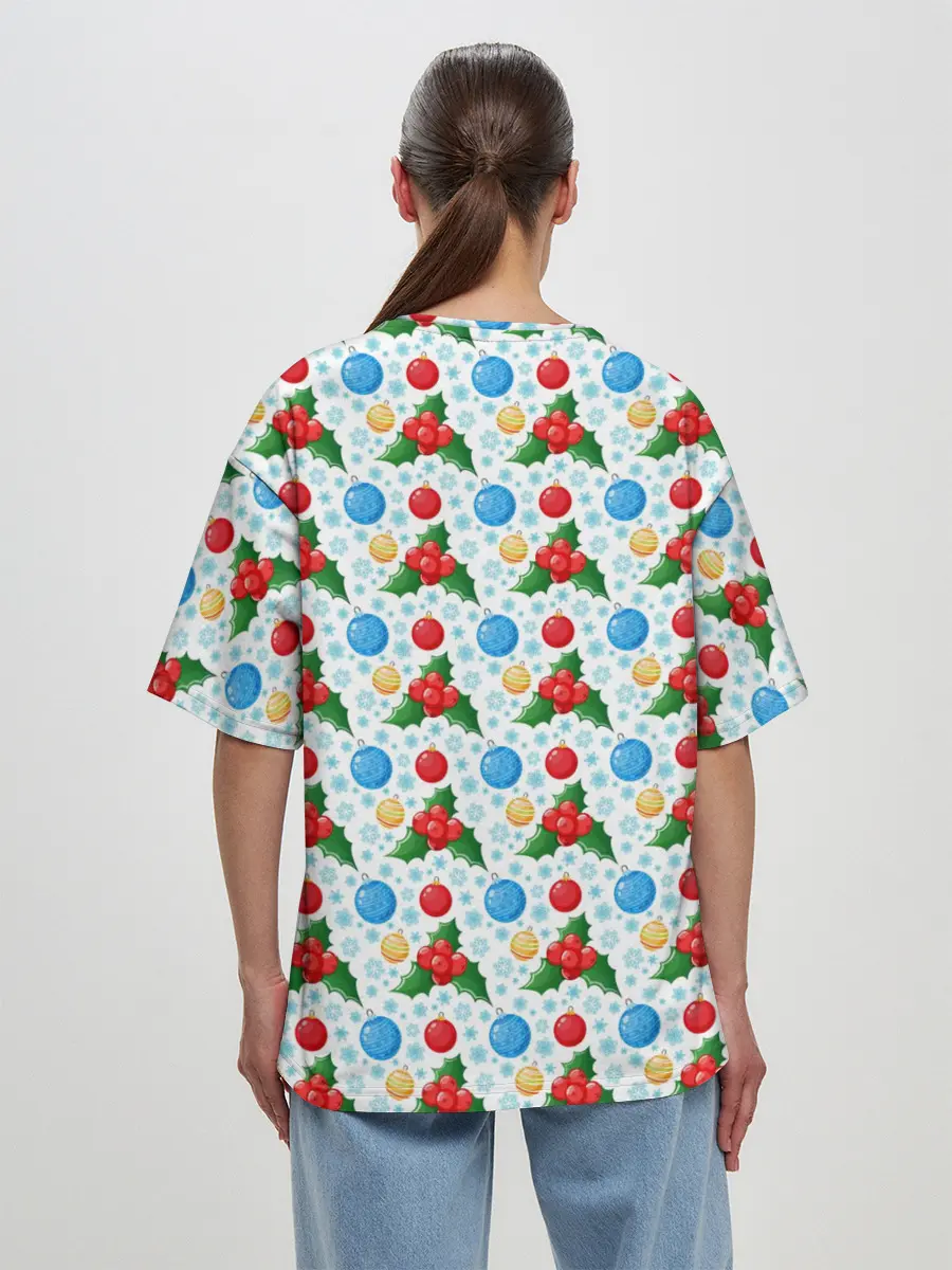 Женская футболка оверсайз / Новогодняя Символика