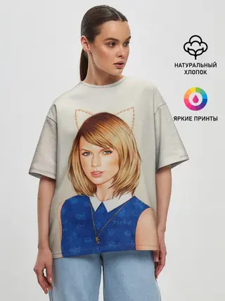 Женская футболка оверсайз / Киска Тейлор