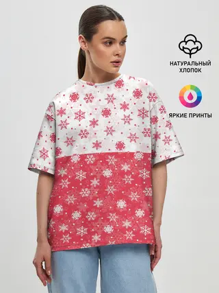 Женская футболка оверсайз / Снежинки