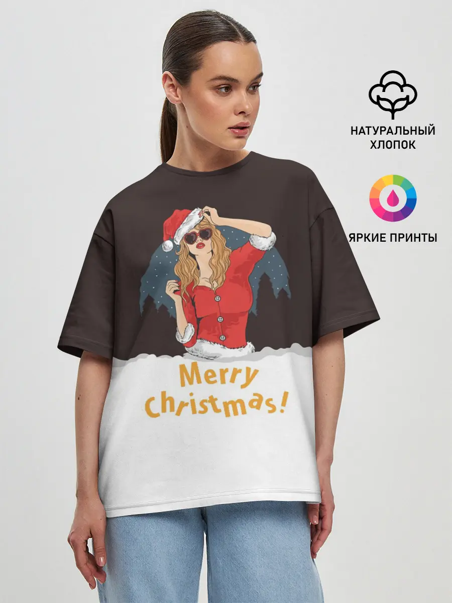 Женская футболка оверсайз / Снегурка