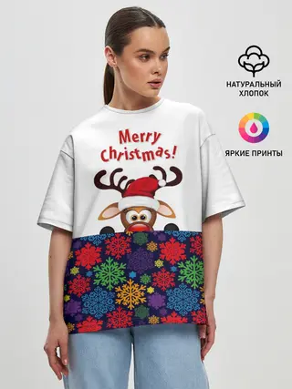 Женская футболка оверсайз / Merry Christmas