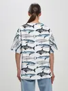 Женская футболка оверсайз / принт с китами
