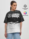 Женская футболка оверсайз / Линкин Парк Лого Рок ЧБ | Linkin Park Rock