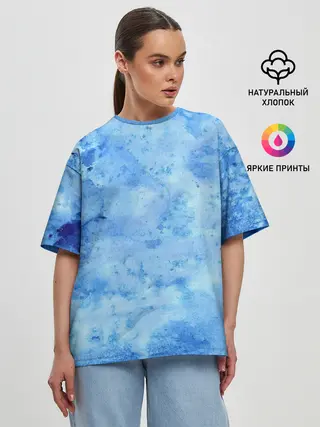 Женская футболка оверсайз / Красочная синева