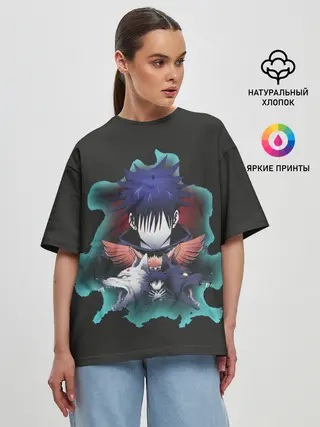 Женская футболка оверсайз / Мегуми два волка Магическая битва