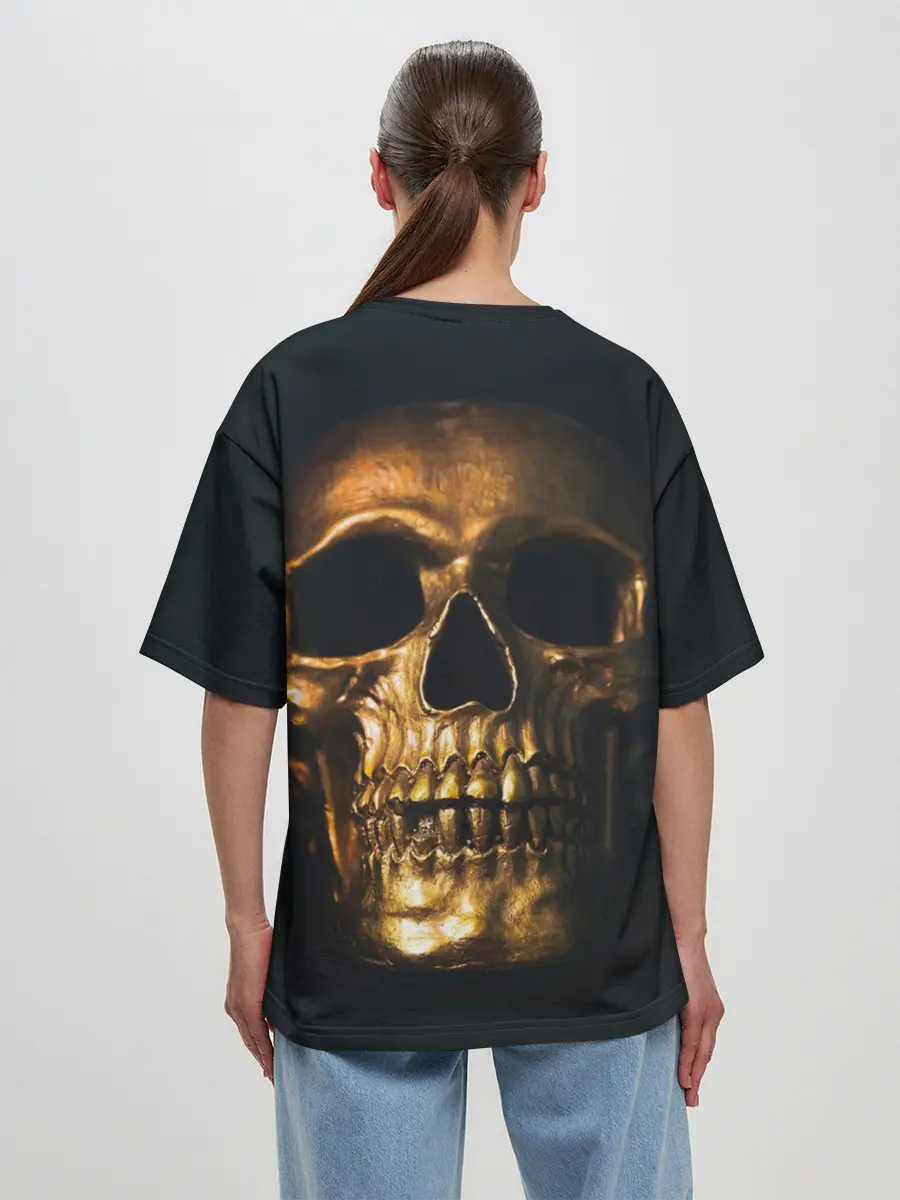 Женская футболка оверсайз / Gold Skull