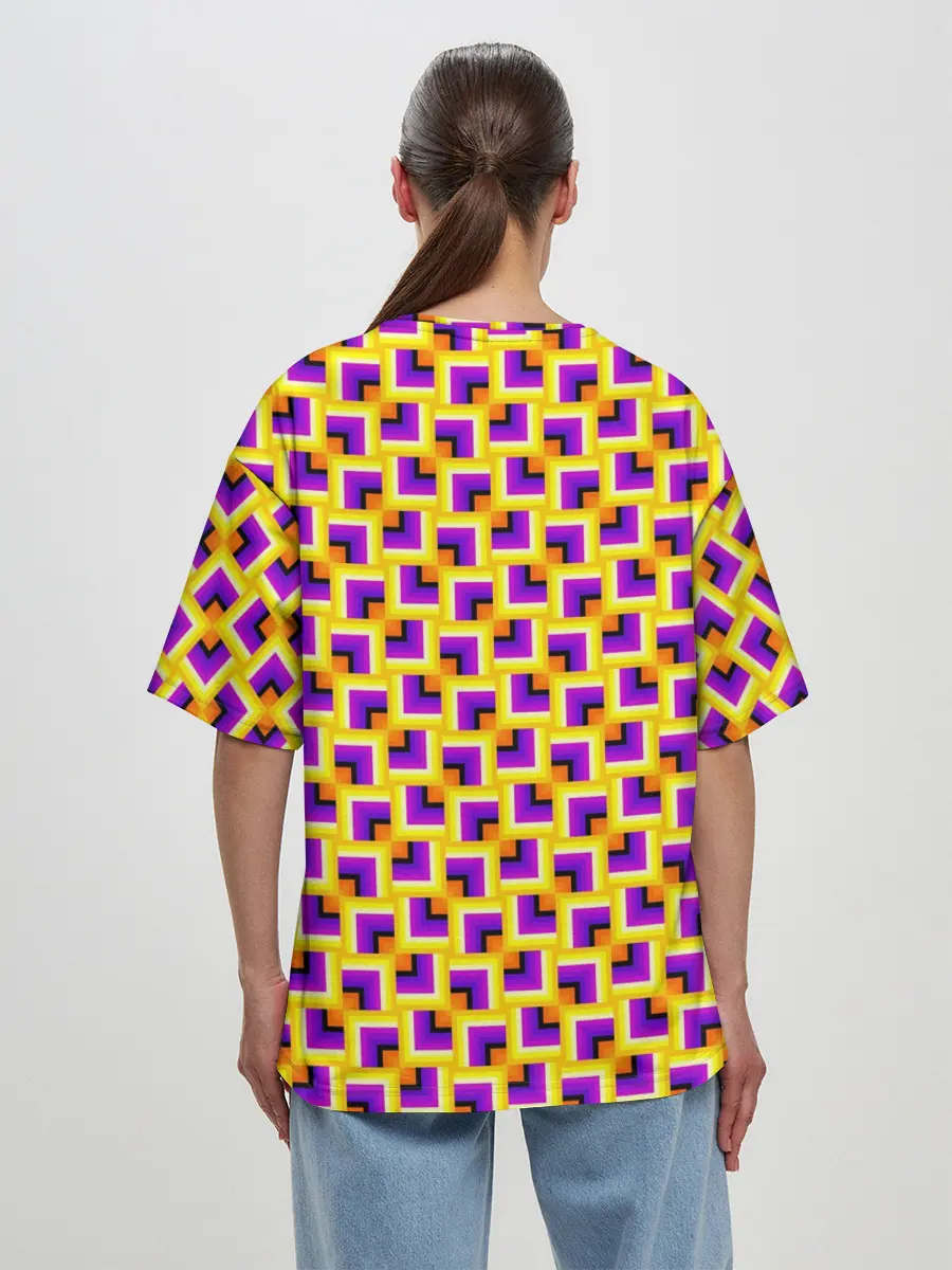 Женская футболка оверсайз / Фон с квадратами