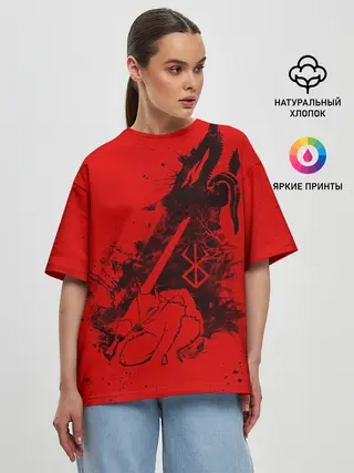 Женская футболка оверсайз / БЕРСЕРК ГАТС С МЕЧОМ, ДОСПЕХИ