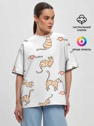 Женская футболка оверсайз / Кот - моя любовь