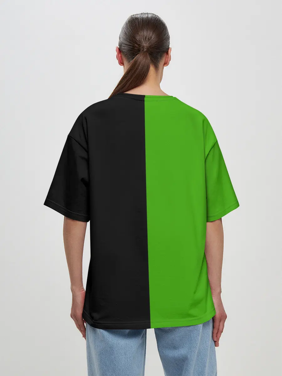 Женская футболка оверсайз / SKODA черно-зеленый