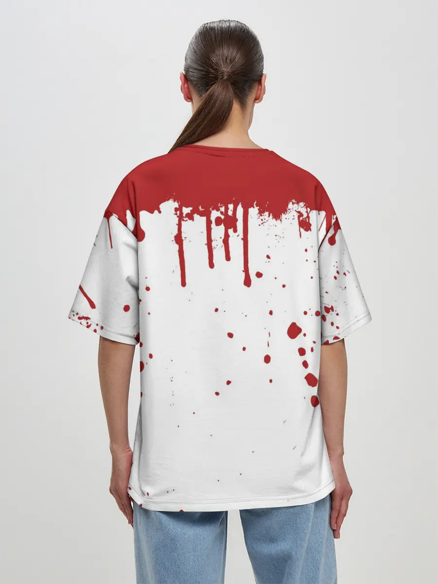 Женская футболка оверсайз / ИГРА В КАЛЬМАРА ПЕРСОНАЖ 067 КРОВЬ