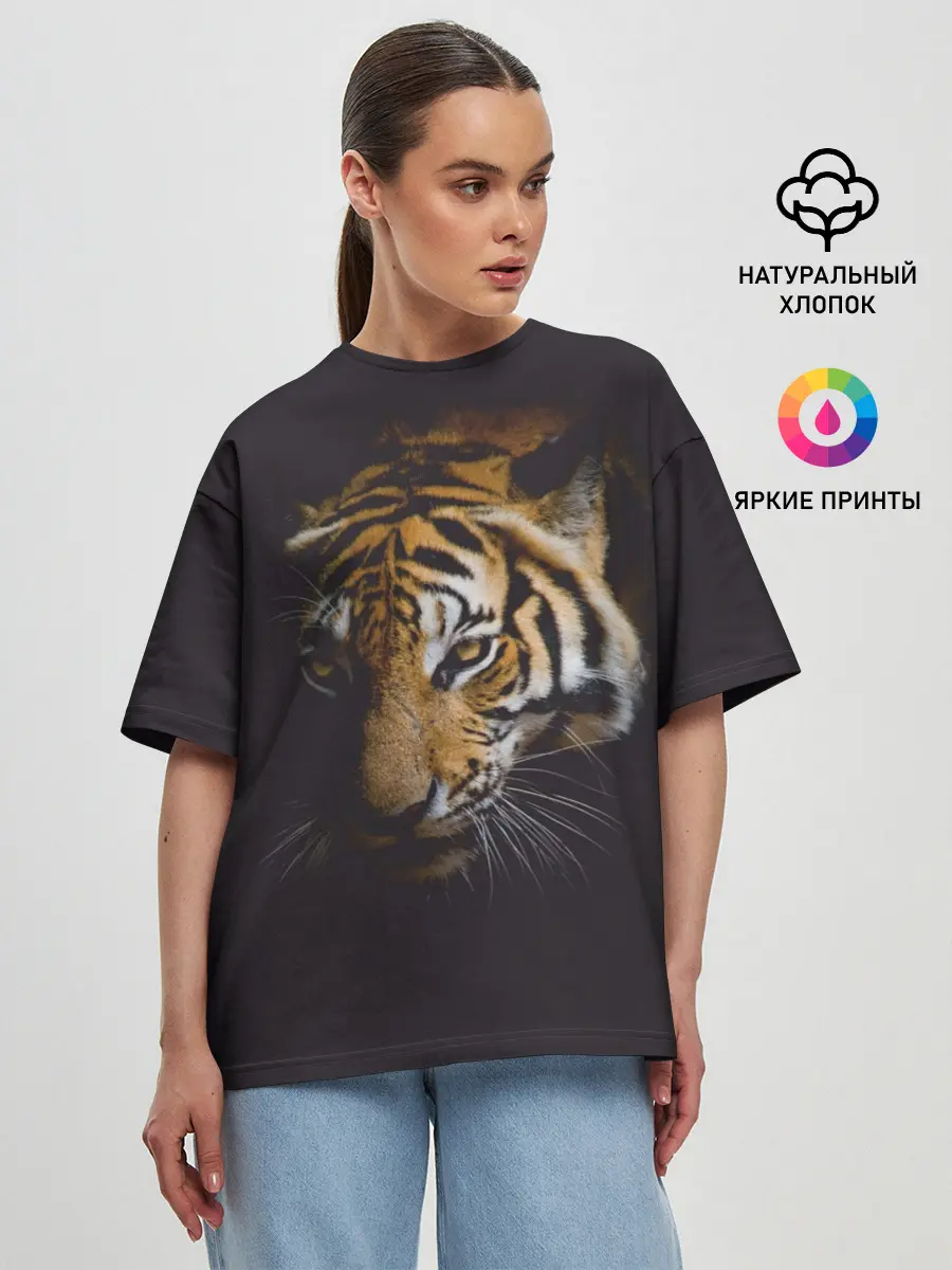 Женская футболка оверсайз / Год тигра. Голова