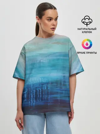 Женская футболка оверсайз / Небесные потеки