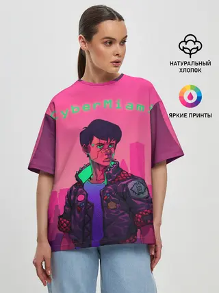 Женская футболка оверсайз / CyberMiami