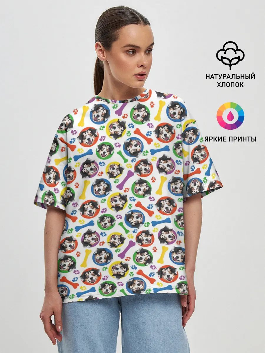 Женская футболка оверсайз / Австралийская Овчарка