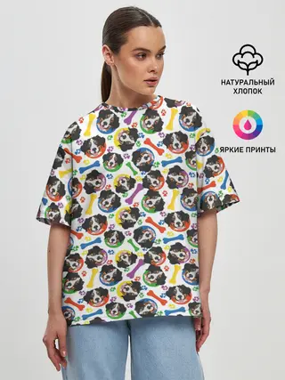 Женская футболка оверсайз / Бернский Зенненхунд