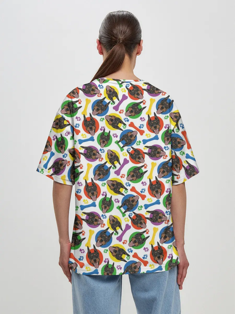 Женская футболка оверсайз / Доберман