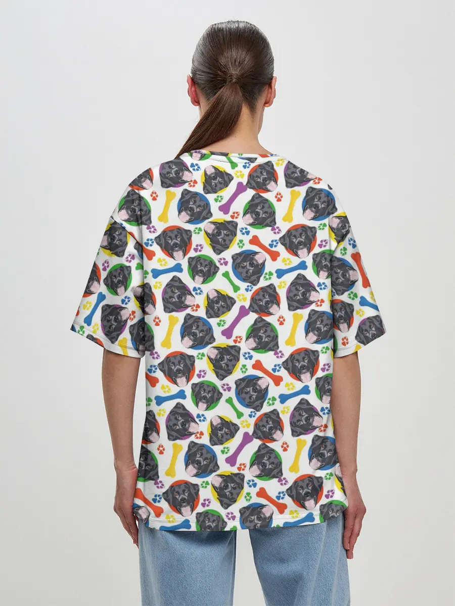 Женская футболка оверсайз / Чёрный Лабрадор