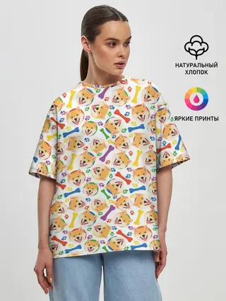 Женская футболка оверсайз / Сиба Ину