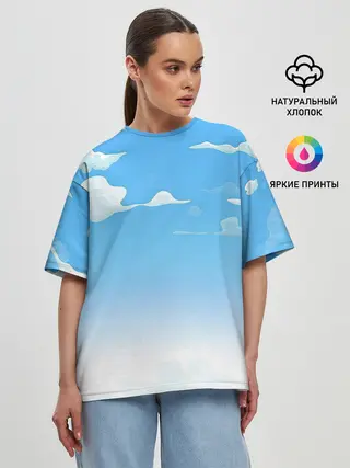 Женская футболка оверсайз / Летнее небо