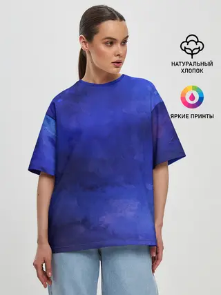 Женская футболка оверсайз / Синее размытие