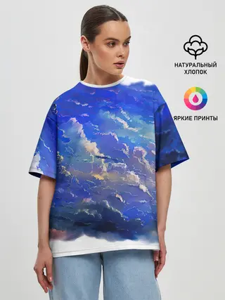 Женская футболка оверсайз / Высокие облака
