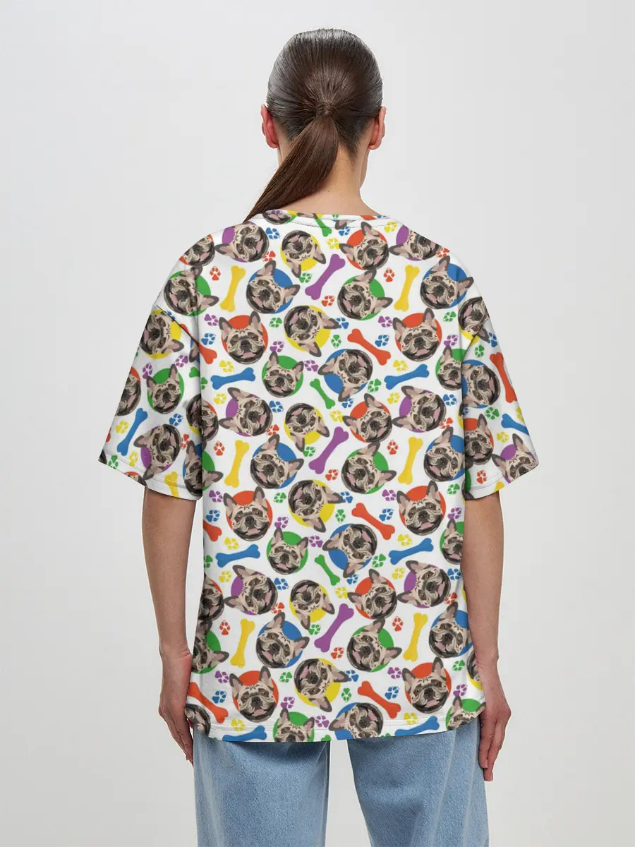 Женская футболка оверсайз / Французский Бульдог