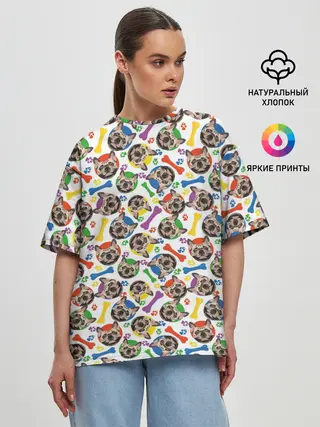 Женская футболка оверсайз / Французский Бульдог