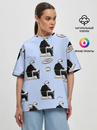 Женская футболка оверсайз / Годжо паттерн