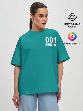 Женская футболка оверсайз / Игра в кальмара: инспектор 001