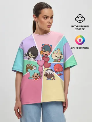 Женская футболка оверсайз / TOCA BOCA WORLD HEROES / ТОКА БОКА